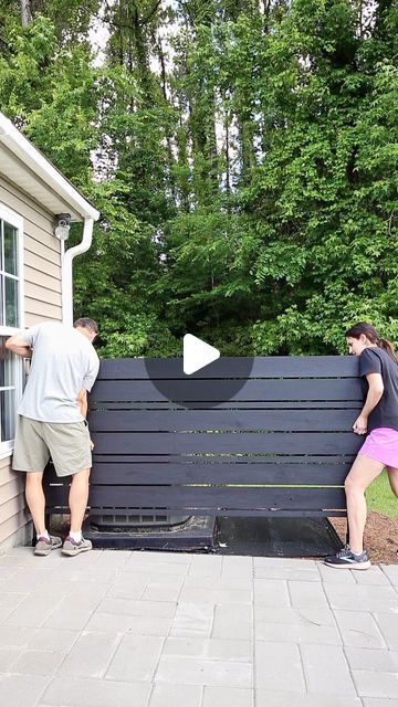 Angela | DIY + Design on Instagram: "Comment FENCE BUILD and I will send you the step by step tutorial & fence spikes link or get them in my bio (Blog & Amazon shop)! 🛠️  Our DIY AC fence unit cover is an easy outdoor project that looks great and provides hidden outdoor storage too!  #airconditionercover #acfence #acunitcover #accover #fencebuilding #diyfence #diyproject" Fence To Hide Ac Unit, Backyard Fence Decorating Ideas Creative, Hide Generator Outside, Creating Privacy In Backyard, Ac Unit Cover Outdoor Diy, Ugly Fence Cover Up, Hide Ac Unit Outside, Fence Covering Ideas, Ac Unit Cover Outdoor