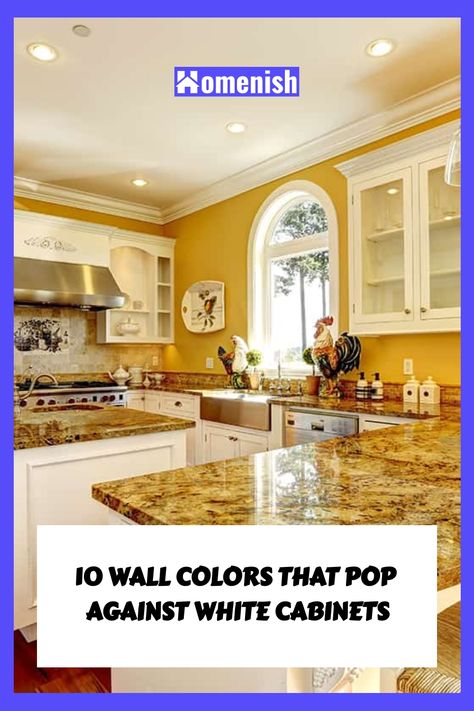 White cabinets are a kitchen staple, but the walls are where you can really express your style. This article will present ten wall colors that not only look great with white cabinets but also create a distinctive and appealing kitchen environment. White Cabinets Kitchen Wall Color, White Cabinets Yellow Walls Kitchen, White Cabinets Beige Walls, Yellow Kitchen Walls With White Cabinets, White Kitchen Caninets, Kitchen Wall Colors With White Cabinets, Yellow Kitchen Walls, Green Kitchen Walls, Kitchen With White Cabinets