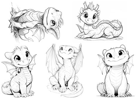 Dragon Drawings Cute, Dragon Pictures Drawings, Cute Dragon Sketch, Colourful Dragon Tattoo, Cute Dragon Drawing Sketches, Cartoon Dragon Drawing, Baby Dragon Tattoo Designs, Dragon Sketch Easy, Cute Dragon Doodle