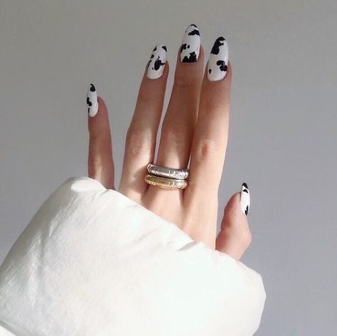 Cow Nails, Nagellack Trends, Blue Nail, White Nail, Diy Nail Art, Spring Nail Art, Minimalist Nails, Dream Nails, Pretty Acrylic Nails