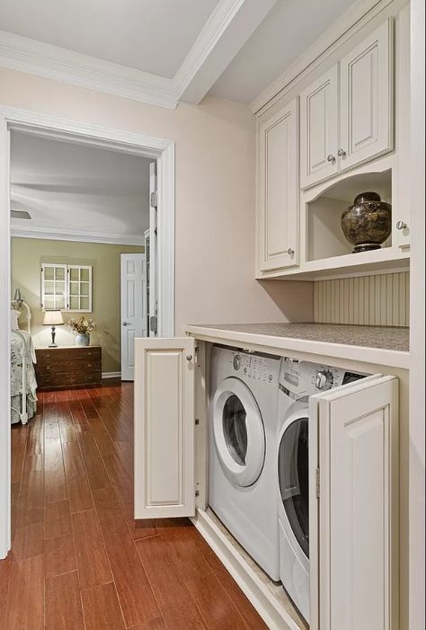 How To Hide Washer And Dryer In Bathroom, Disguise Washer And Dryer, Enclosed Washer And Dryer Spaces, Home Office And Laundry Room Combo, Doors To Cover Washer And Dryer, Enclosed Washer And Dryer, Hiding Washer And Dryer, Bathroom With Washer And Dryer Layout, Small Laundry Closet Makeover