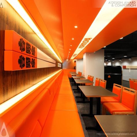 yoshinoya-by-as-design-service-limited--2 Orange Restaurant, Modern Chinese Restaurant, Resturant Interior, Mong Kok, Inspiring Outdoor Spaces, Interior Design News, Retail Interior, Food Restaurant, Restaurant Interior Design