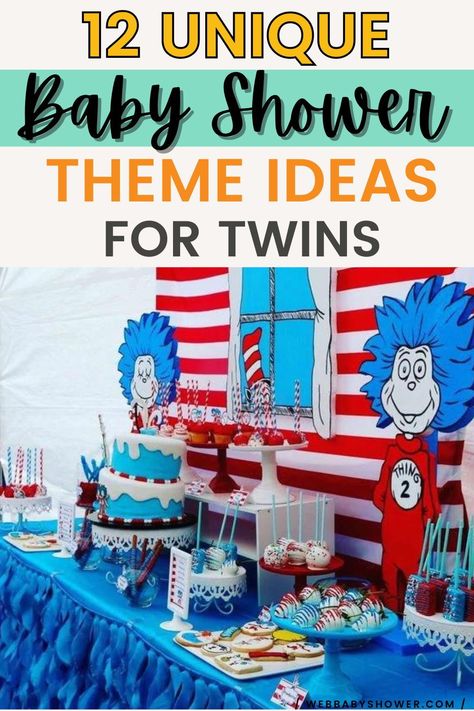 Expecting not one, but two bundles of joy? Congratulations! You deserve a celebration as unique and extraordinary as your double blessing. Discover 12 unique and memorable twin baby shower theme ideas for 2024 that'll make your special day truly one-of-a-kind. Twin Boy And Girl Baby Shower Ideas, Thing 1 Thing 2 Baby Shower Ideas, Twin Boy Baby Shower Themes, Boy And Girl Baby Shower Ideas, Baby Shower Themes Twins, Double Baby Shower Ideas, Twin Boys Baby Shower Ideas, Twin Theme Baby Shower Ideas, Twin Girl Baby Shower Ideas