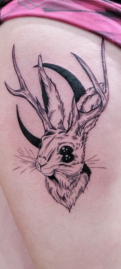 Jackalope Tattoo Design, Bunny Skull Tattoo, Jackalope Skull Tattoo, Rabbit Skull Tattoo, Jackalope Tattoo Traditional, Jackalope Skull, Jackalope Art, Jackalope Tattoo, Savage Tattoo