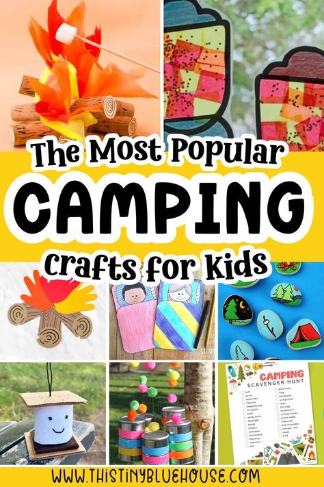 The best collection of adorable camping crafts for kids. These easy camping craft ideas for preschoolers and elementary aged children are a fun craft idea for kids who love camping!  🌲camping crafts for kids 🌲summer camp crafts 🌲summer camp craft activities 🌲camp craft ideas 🌲day camp crafts for kids Family Camp Crafts, Kids Camp Crafts Ideas, Camp Theme School Activities, Camping Classroom Crafts, Camping Steam Activities, Camping Crafts For Kindergarten, Camp Arts And Crafts For Kids, Camp Crafts For Toddlers, Classroom Camping Activities