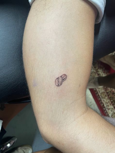 #coffee #coffeetattoo #tattooideas #simpletattoos #ink #inked #coffeebean #sotoink #finelinetattoo #fineline #smalltattoo Coco Bean Tattoo, Minimalist Coffee Bean Tattoo, Small Coffee Tattoo, Coffee Beans Tattoo, Coffee Bean Tattoo, Bean Tattoo, Tattoo Cafe, Small Matching Tattoos, Coffee Tattoos