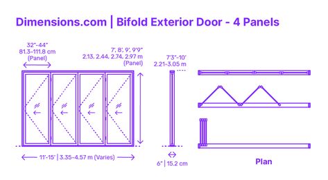 A bifold exterior door with 4 panels is a door system consisting of four door panels hinged together, which can be folded to one side when opened. Typically made of materials such as wood, fiberglass, or metal, these panels fit into a single door frame and are divided into smaller sections to allow for neat folding. Downloads online #foldingdoors #bifolddoors #doors #construction #buildings Bifold Exterior Doors, Wood Folding Doors, Concertina Doors, Stacking Doors, Drawing Room Design, Folding Glass Doors, Sliding Folding Doors, Door Plan, Interior Architecture Drawing