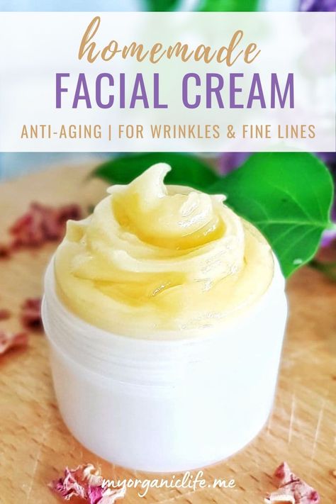 DIY Face Cream - Homemade Anti Aging Facial Cream for Wrinkles & Fine Lines (Natural Skincare) Homemade Anti Aging Face Cream, Anti Aging Cream Recipe, Face Cream Diy, Diy Wrinkle Cream, Diy Anti Aging Cream, Face Cream Recipe, Homemade Face Moisturizer, Diy Face Cream, Anti Aging Homemade