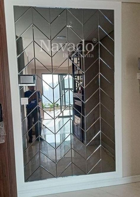 Glass Panelling Design, Mirror Panelling, Mirror Panel Wall, Panelling Design, Wall Mirror Decor Living Room, Glass Wall Design, Window Glass Design, Fancy Mirrors, Glass Etching Designs