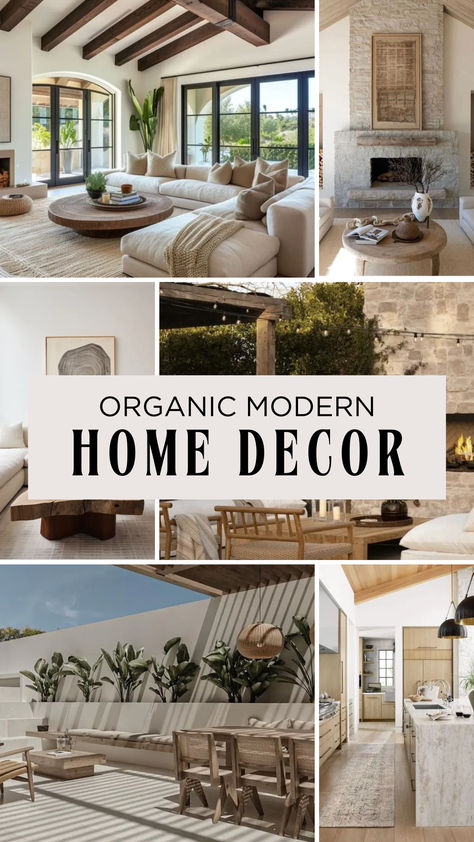 Everything you need about organic modern decor for your home inspiration #homedecor #organicmodern #decorinspo #kitchen #livingroom #bedroom #colorpalette #neutralpalette Organic Modern Decor On A Budget, Organic Modern Dark, California Organic Modern, Organic Modern Living Room Mood Board, Organic Modern Interior Design Living Room, Modern Organic House Design, Organic Home Design, Modern Organic Home Decor, Organic Luxury