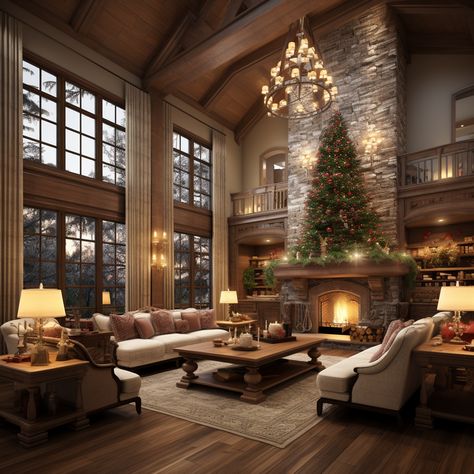 Christmas dreams cozy fireplace at home with high ceiling windows holidays at home #living #christmas High Ceiling Cozy Living Room, Large Fireplaces Living Room High Ceilings, Huge Family Room, Living Room Big Fireplace, Full Wall Windows Living Rooms, Extra Large Fireplace, Oversized Fireplace, Two Story Tall Fireplace, 20 Ft Ceiling Living Rooms