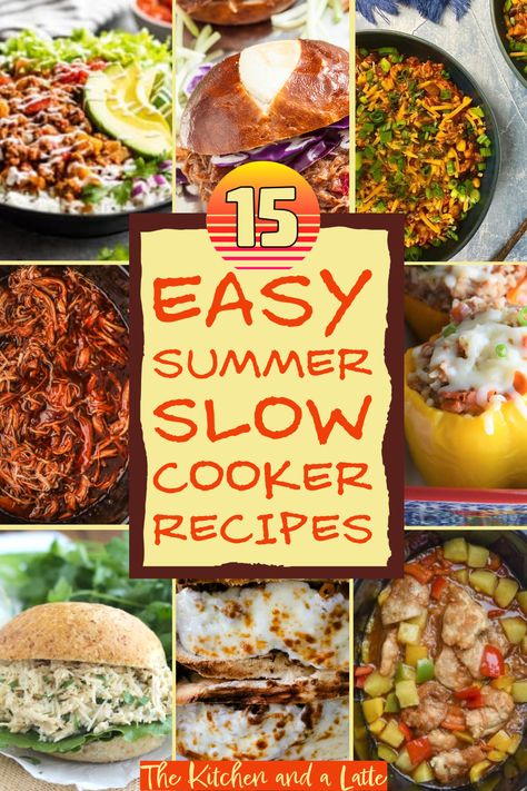 Are you looking for delicious meal ideas that won't heat up the kitchen? You will love our collection of 15 summer CrockPot recipes! These are some of our favorites for hot summer days when you just want something easy.   These are going to be your family's new favorite slow cooker recipes for the summer!  #summercrockpotrecipes #Slowcookerrecipes Healthy Summer Slow Cooker Recipes, Crockpot Beach Meals, Late Summer Crockpot Recipes, Crock Pot Beach Meals, Crockpot Meals For Hot Summer Days, Crockpot Summer Recipes, Summer Slow Cooker Meals, Crockpot Summer, Summer Slow Cooker