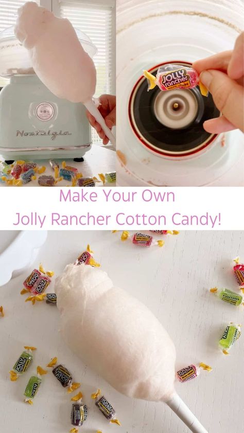 Jolly Rancher Cotton Candy- Homemade Candy Floss - traditionallycozy.com Homemade Cotton Candy, Candy Homemade, Homemade Candy, Jolly Rancher, Candy Floss, Birthday Party Food, Homemade Candies, Kids Food, Green Apple