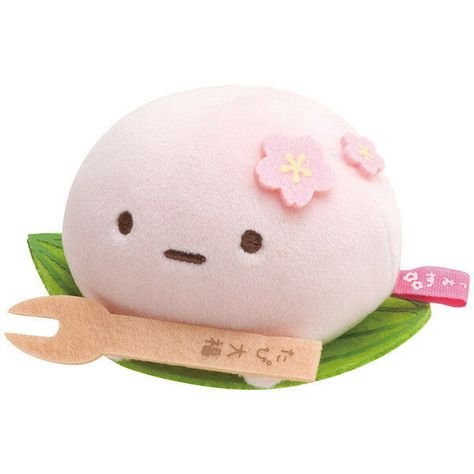 Sumikko Gurashi Soft Daifuku Tapioca Plush Doll Sakura Pink San-X Japan  | eBay Sumikko Gurashi, Mochi, Stuffed Animal, Flowers, Green, Pink, White