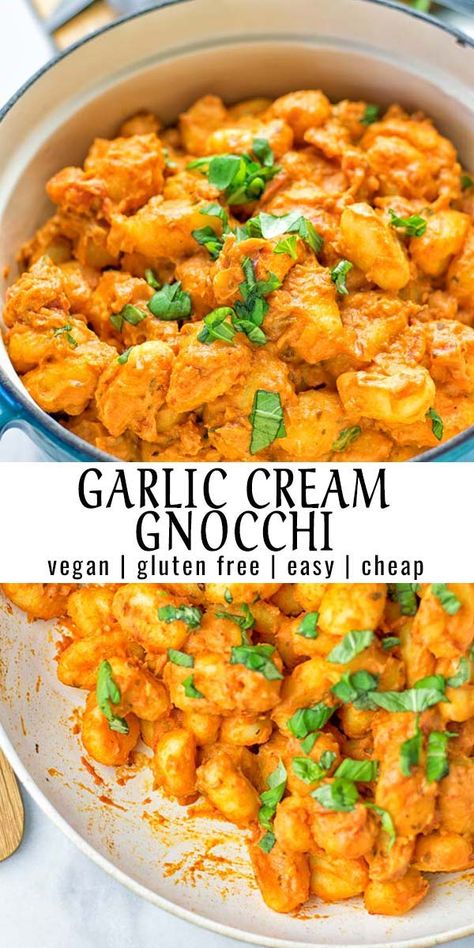 Salut  🙏Une superbe idée délicieuse, maintenant dans notre tableau Make Gnocchi, How To Cook Gnocchi, Sauce Tomate, Rigatoni, Alfredo Sauce, Vegan Dinner Recipes, Vegan Foods, Vegan Dinners, Marinara