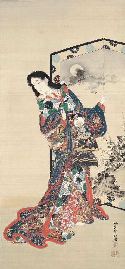 Beauty Before a Screen | Kawanabe Kyosai Kawanabe Kyosai, Silk Image, Asian Painting, Albrecht Dürer, Cleveland Museum Of Art, Art Japonais, Japanese Painting, Japanese Prints, Japanese Artists