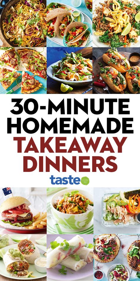 We’ve rounded up homemade versions of some of the nation’s favourite takeaway dishes, from curries to quesadillas, pizza to pad Thai. All these dinner recipes can be ready and on the table in under half an hour, probably less time than it would take for the takeout delivery to arrive. #takeawayrecipes #fastfoodrecipes Homemade Takeaway Recipes, Takeout Food Ideas, Easy Takeout Recipes, Healthy Takeaway Recipes, Homemade Takeout, Quick Pantry Meals, Quick Easy Thai Food, Cheap Family Meals Uk, Easy Fast Dinner Recipes