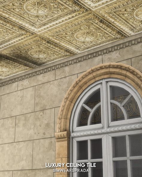 Must Have: Luxury Ceiling Tiles | Sim Wears Prada Sims 4 Ceiling Cc, Sims 4 Ceiling, Ceiling Tile, Ceiling Tiles, Ceiling Design, Sims 4, Pinterest Likes, Prada, Ceiling