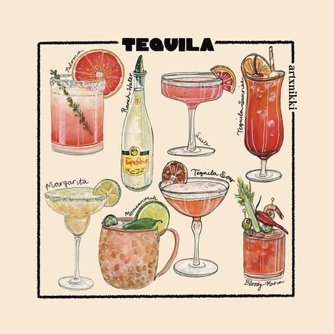 cocktail coaster sets have arrived, the colors of the tequila design have my heart 💗🧂🍋‍🟩 Tequila Wall Art, Square Coaster Painting Ideas, Classic Tequila Cocktails, Watercolor Cocktails, Tap Truck, Wallpaper Collages, Tequila Cocktail, Cocktail Illustration, Food Illustration Art