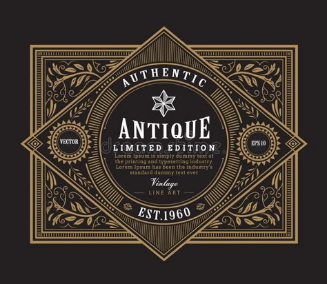 Retro Vector Illustration, Vintage Border, Whiskey Label, Antique Frame, Vintage Borders, Retro Vector, Interior Design Themes, 카드 디자인, Antique Frames