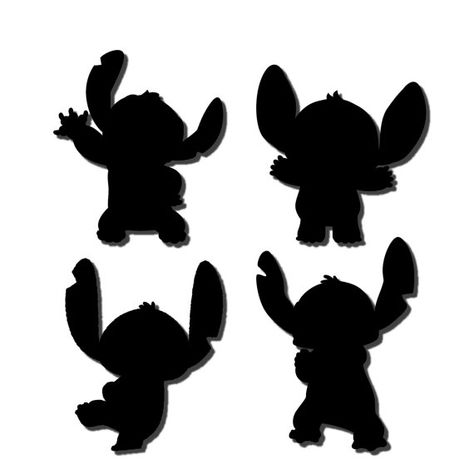 4 Stitch Shadows Stitch Silhouette, Disney Silhouette Art, Dragon Svg, Starbucks Cup Art, Stitch Svg, Disney Silhouette, Disney Silhouettes, Stitch Character, Disney Emoji