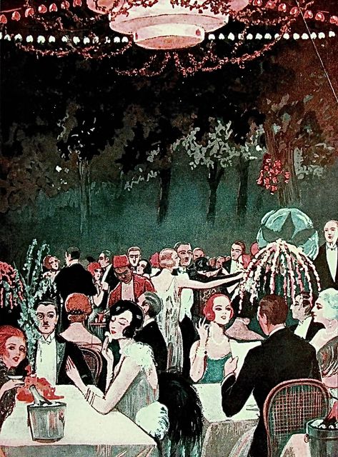 1920s Dancing, 1920s Illustration, Great Gatsby Art, 20s Art, Gary Chapman, Colored Lights, 1930s Art, Party Scene, 1920s Art