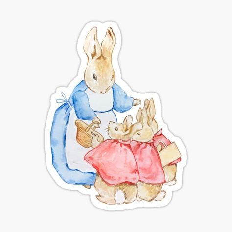 Watercolor Rabbits mom with cute little bunny Peter Rabbit Illustration, Beatrix Potter Nursery, Rabbit Illustration, Funky Design, Pink Nursery, Beatrix Potter, Peter Rabbit, Pet Bandana, Baby Shower Themes