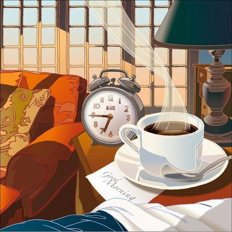 Coffee Illustration, Cafe Art, Coffee Poster, Good Morning Sunshine, Morning Pictures, A Cup Of Coffee, Good Morning Beautiful, Coffee Love, Coffee Art