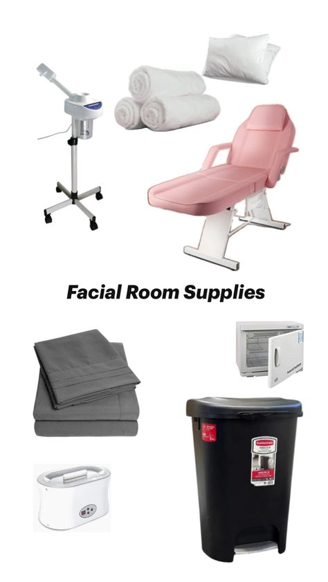 Facial room supplies-bed,sheets,towel warmer ,etc Facial Room Ideas, Esthetician Supplies, Becoming An Esthetician, Waxing Room, Facial Room, Wax Studio, Esthetician Room Decor, Esthetician Room, Room Supplies