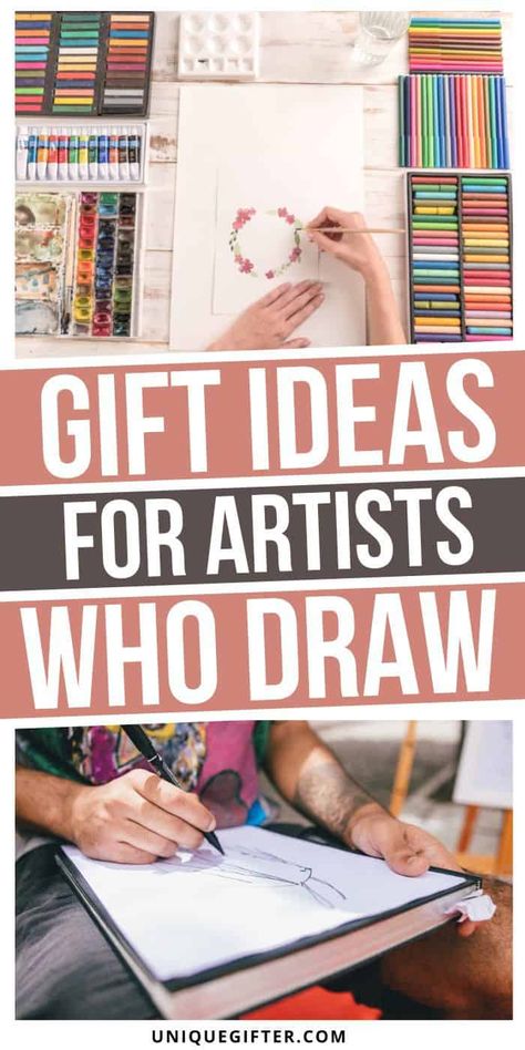 Gift Ideas for Artists Who Like to Draw | Artist Gifts | Drawing Supplies and Accessories | Presents for the Artist in Your Life | Drawing Related Gifts #artistgiftideas #artistgifts #drawinggifts #artsupplies Gift Ideas For Sketch Artists, Sketch Book Gift Ideas, Gift Box Art Drawing, Drawing Items Products, Cool Gifts For Artists, Gift For Artistic Girl, Gifts For An Artist Friend, Sketch Gift Ideas, Gifts For Drawing Artists