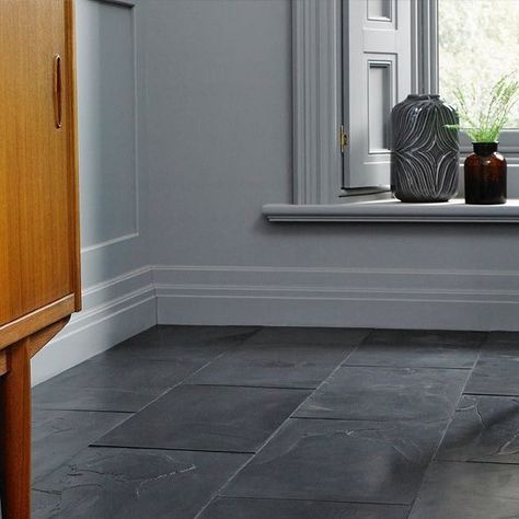 The Stone & Tile Company Ltd on Instagram: "Looking for an authentic, real slate flagstone floor tile? 

This beautiful brushed slate has just come back into stock. We’ve taken our popular natural black riven slate and gently machined the surface to create a beautiful finish, which is softer to the touch, yet still keeping all the movement and structure you desire out of a real slate tile. 

Owing to the softer surface structure you can use this tile in all areas of the home and with underfloor heating. 👍🏻
.
.
.

#naturalslate #slatetiles #slatefloortiles #brushedslate #blackslate #slatefloor #bathroomtiles #kitchentiles #naturalstonetiles" Slate Kitchen Floor, Slate Floor Kitchen, Flagstone Floor, Slate Kitchen, Slate Floor, Slate Tile Floor, Flagstone Flooring, Floor Kitchen, Slate Flooring