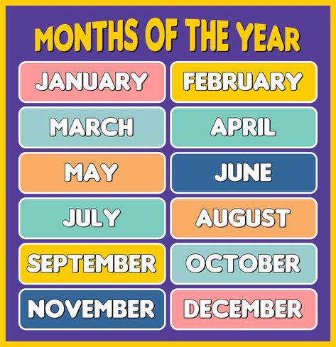 Printable Months Of The Year Chart Name Of Months Printables, Months Of The Year Charts For Classroom, Month Chart Preschool, Month Name Chart, Month Of The Year Chart For Preschool, Months Of The Year Printables Free, Months Of The Year Chart, Printable Months Of The Year, Grade 1 Lesson Plan