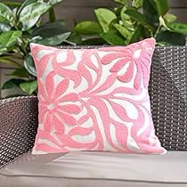 Pink Embroidered Cushion, Bed Sofa Living Room, Flowers Embroidery Pattern, Couch Office, Living Room Light, Floral Cushion Covers, Stay Soft, Floral Leaves, Outdoor Couch