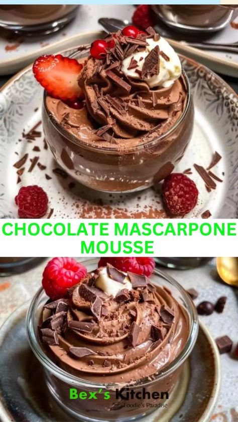 Chocolate mascarpone mousse – Bex’s Kitchen Mascarpone Mousse, Chocolate Mascarpone, Banana And Rice, Mascarpone Cheese, Mousse Recipes, Coffee Cream, Creamy Desserts, Dessert Lover, Dark Chocolate Chips