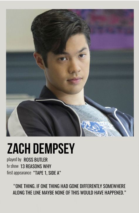 minimal polaroid character poster for zach dempsey from 13 reasons why 13 Reasons Why Zack, 13 Reasons Why Zach Dempsey, Zach Dempsey Aesthetic, 13 Reasons Why Characters, Zack Dempsey, Zach 13rw, Zach Dempsey 13 Reasons Why, 13 Reasons Why Zach, Female Duos