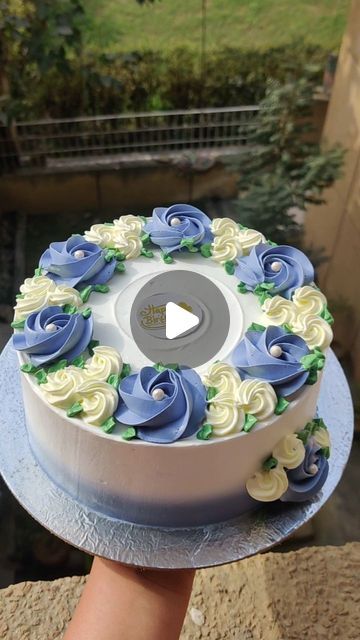 Shilpi Rathor on Instagram: "Lut putt gaya... #reels #insta #cakedesign #cakeart #beautifulcakes #cakedesignidea #bluecakedesign #bluecake" Birthday Cake For 86 Year Old Woman, Easy Floral Cake Design, Rosettes On Cake, Cake Pop Flowers, Simple Icing Cake Design, Simple Birthday Cake Designs For Women, Woman Cake Ideas, Simple Bday Cakes For Women, Cakes For Women Birthday