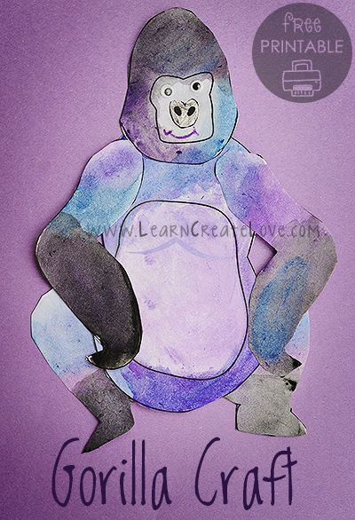 Gorilla Printable Craft | LearnCreateLove.com One And Only Ivan Craft, Gorilla Crafts For Preschool, Preschool Gorilla Craft, Gorilla Crafts For Kids, Rainforest Crafts, Gorilla Craft, Zoo Preschool, One And Only Ivan, Zoo Crafts