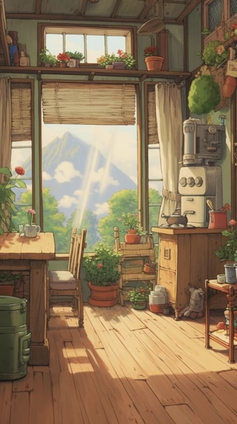 Art Studio Ghibli, Art Buildings, 10 Wallpaper, Lofi Aesthetic, Making Movies, Anime House, Studio Ghibli Background, 4k Wallpaper Iphone, Amoled Wallpapers