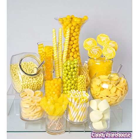 Yellow Candy Buffet, White Candies, Sunflower Party, Sunflower Baby Showers, Yellow Candy, Yellow Party, Yellow Birthday, Lemonade Party, Sunshine Birthday