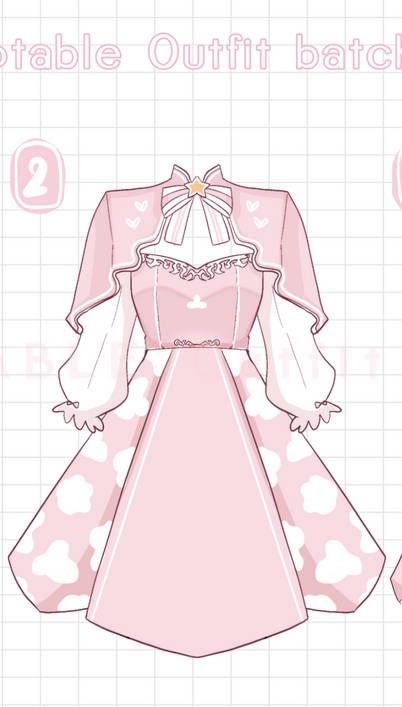 Cute Dress Drawing Kawaii, Pink Adoptable Outfit, Pink Clothes Drawing, Cute Anime Dress, Cute Anime Dresses Design, Kawaii Clothes Drawing, Cute Dress Drawing, Cute Outfit Ideas Drawing, Vtuber Outfit Ideas