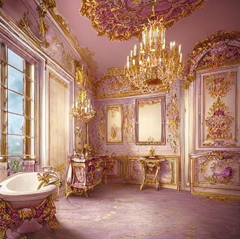 Rococo Bathroom, Baroque Bathroom, Palace Bathroom, Character House, Rococo Aesthetic, Fantasy Houses, Fairytale Aesthetic, Once Upon A Broken, Aesthetic Bathroom