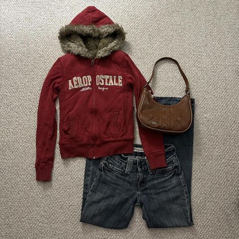 vintage y2k downtown girl red fur lined aeropostale... - Depop Y2k Downtown Girl, Aeropostale Outfits, Y2k Downtown, Vintage Aeropostale, Red Y2k, Red Fur, Downtown Girl, Fashion Styles, Types Of Fashion Styles