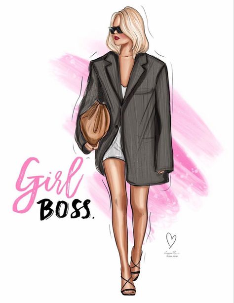 Girl Boss Illustration, Face Fashion Illustration, Sketches Face, Fashion Illustration Chanel, Png Art, Formal Office, Fashion Illustration Sketches, Painted Vases