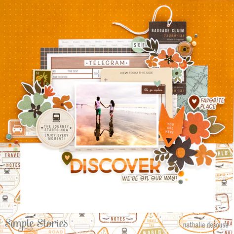 Simple Stories Here + There Layouts, Simple Stories Scrapbooking, Eco Park, Fall Scrapbook Layouts, Cruise Scrapbook, Scrap Ideas, Travel Notes, Color Vibe, Simple Stories