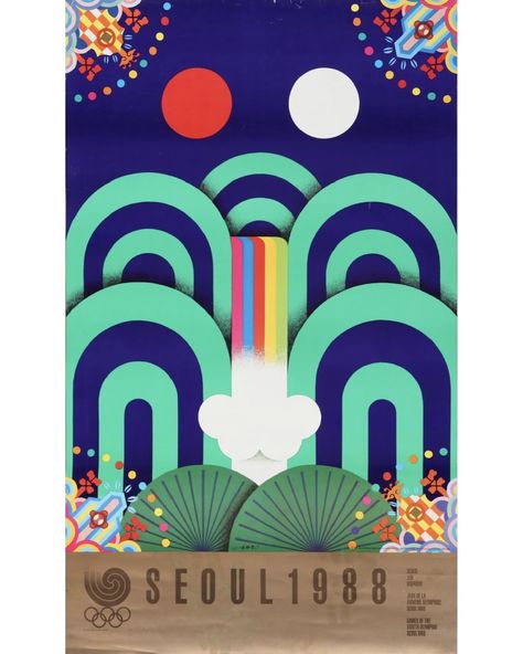 Did you know the Olympics were held in Seoul in 1988? This historic event marked the end of the Cold War era and showcased South Korea's incredible economic growth and recovery. It positioned South Korea as a key player on the global stage. The 1988 Seoul Olympics beautifully combined Korea's rich traditions with modern aesthetics, creating iconic designs. Check out the emblem inspired by the Taeguk symbol and the dynamic posters featuring traditional Korean art. And don't forget Hodori, th... South Korea Aesthetics, Korean Poster Design, Korea Graphic Design, Korea Traditional Design, Korean Symbols, Traditional Korean Art, Seoul Aesthetic, Korea Traditional, Shape Posters