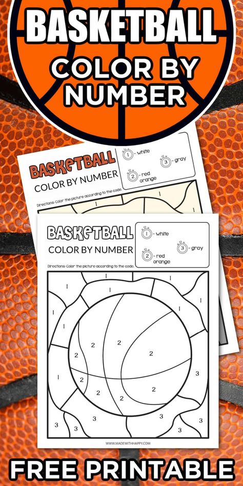 Show your team spirit with our basketball coloring page! Perfect for all ages, it's a slam dunk for adding color to your day. Basketball Math Activities, Basketball Craft, Basketball Crafts, March Madness Basketball, Free Basketball, Color By Number Printable, Pe Lessons, Basketball Camp, Coloring Supplies