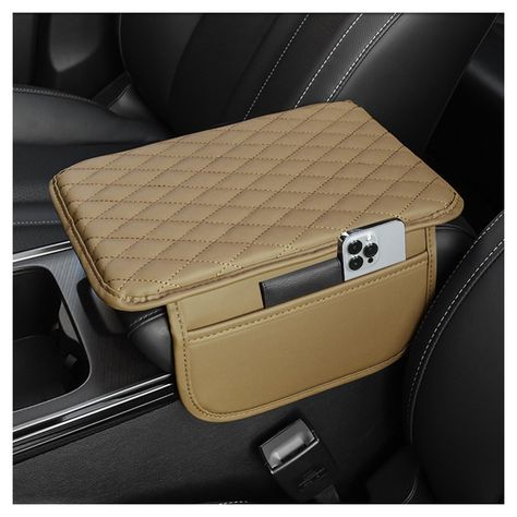 PRICES MAY VARY. 🔰 UPGRADED SIDE STORAGE DESIGN - Our product dimensions are; 12.13 x 7.8 inches, please be sure to measure your armrest box to see if it fits before purchasing！There is an 8.66*5.12 inch storage pocket design on each left and right side, expanding the storage space, convenient and practical. Meet the storage needs of the main passenger seat, you can store your cell phone, keys, tissues, ID and some other small daily items. 🔰 PREMIUM MICROFIBER LEATHER MATERIAL - This car cente Center Console Cover, Car Console, Car Armrest, Car Center Console, Car Center, Arm Rest, Storage Design, Car Gadgets, Car Storage