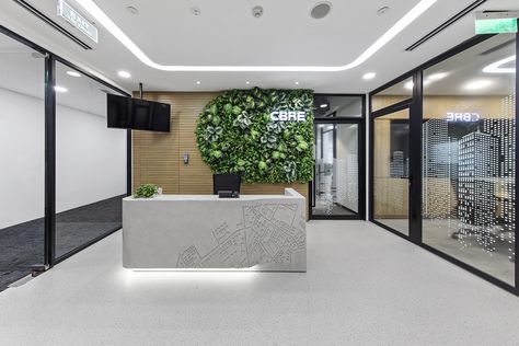 White Brick Office, Cbre Office, Brick Office, Off White Store, Native Landscaping, Office Space Ideas, Architects Office, Office Lobby, Office Snapshots