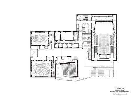 Music Building, Music Building Architecture, Music School Plan, Theatre Plan, Auditorium Plan, Auditorium Architecture, Modern Hall, Function Hall, Galleries Architecture