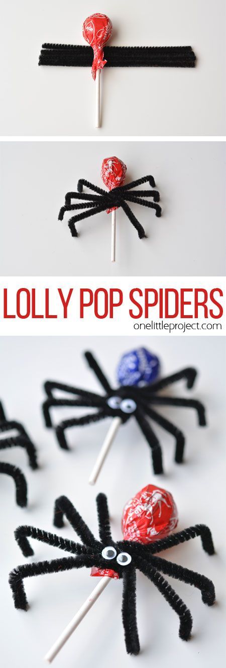 These lolly pop spiders are SO SIMPLE and look adorably creepy! They'd make great party favours or a fantastic treat to send to school on Halloween! Hallowen Ideas, Halloween Fest, Spiderman Birthday Party, Spiderman Party, Adornos Halloween, School Treats, Spiderman Birthday, Halloween Snacks, Theme Halloween